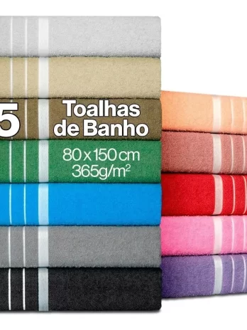 Kit 5 Toalhas De Banho – Gigante – Banhão 80 X 150 + Brinde