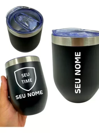 Copo Térmico Cuia 360ml Personalizado Parede Dupla Aço Inox