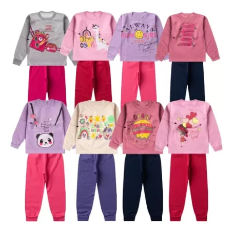 Kit 6 Peças Moletom Menina Infantil Inverno Atacado